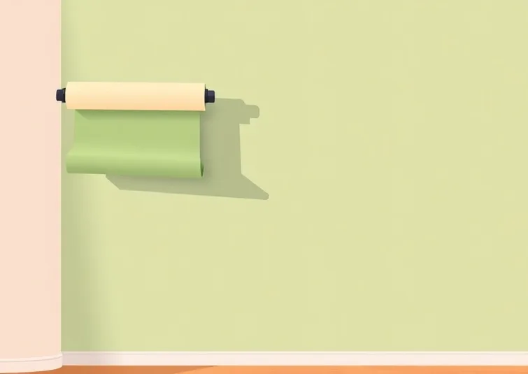 Pose de papier peint, rouleau et brosse à maroufler
